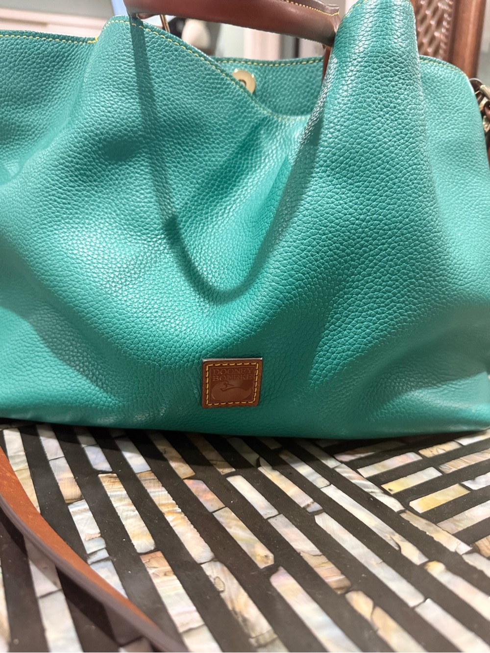 Dooney & Bourke Turquoise Pebbled Leather Shoulder Bag